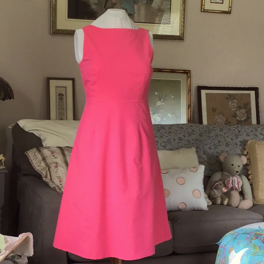 Isaac Mizrahi Pink Textured Fit & Flare Sleeveless Low Back and Zip Sz.8
